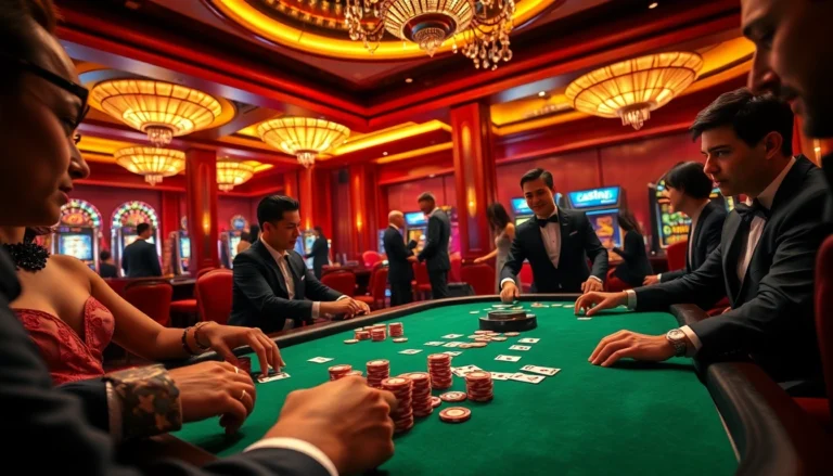 qq888 casino scene showcasing an immersive poker game with vibrant chips and cards.