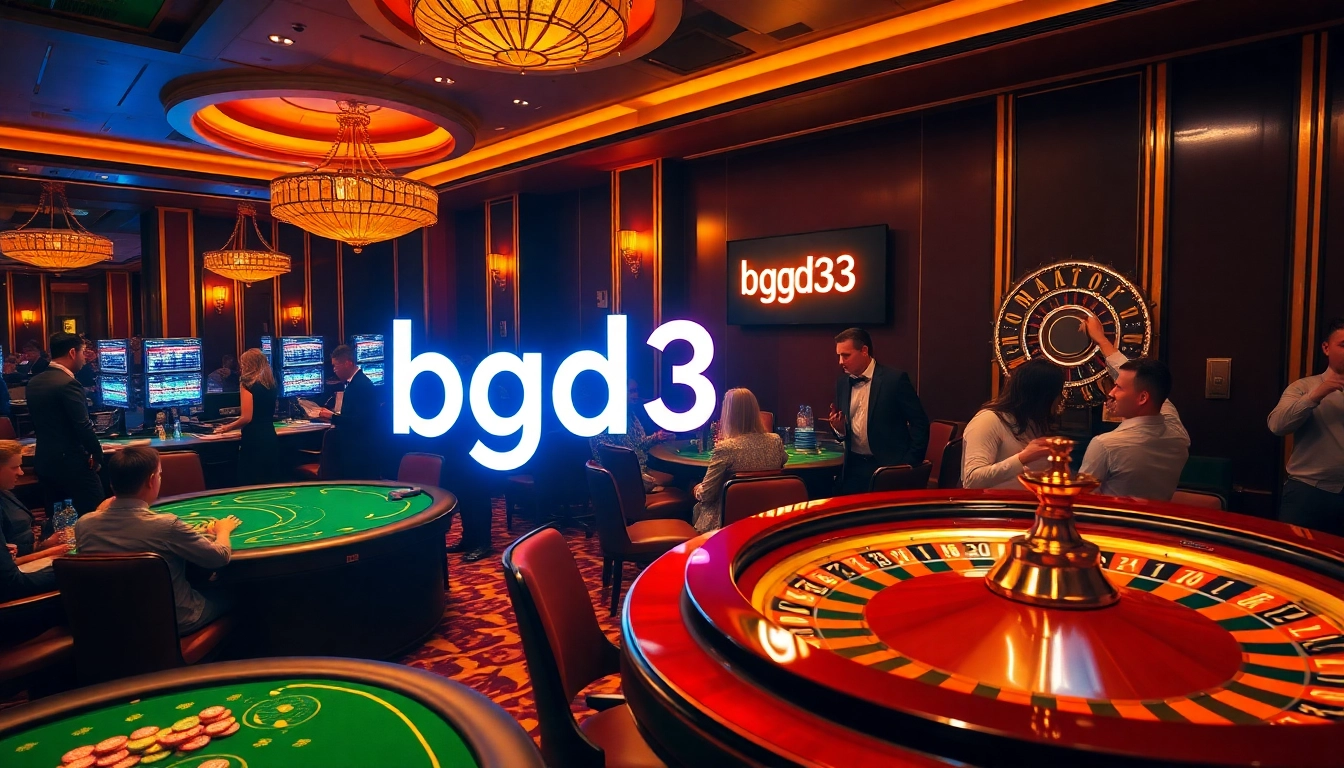 Players enjoying an exciting game of poker at bgd33 casino with colorful poker chips.