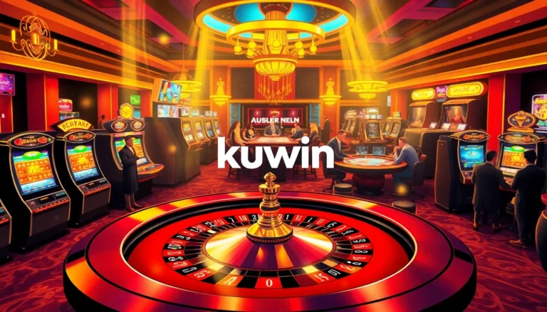 Exciting kuwin gambling scene featuring players at a vibrant casino roulette table.