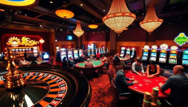 Experience the thrill of nohu52 with players at a vibrant casino, showcasing an exciting atmosphere of gambling action.