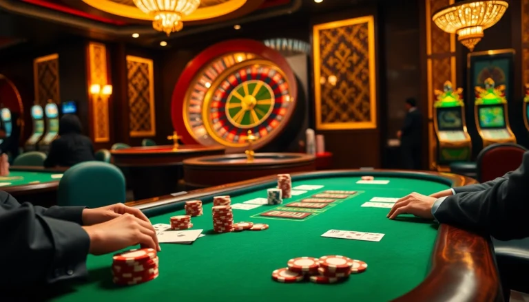 f8 bet showcases an exciting poker game in a glamorous casino, filled with vibrant cards and chips under warm lighting.